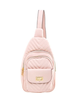 Chevron Quilted Sling Bag C-6605 PINK